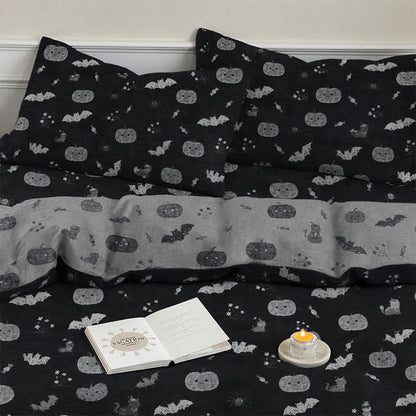 Ownkoti Halloween Pumpkin Bat Cotton 4-Piece Duvet Bedding Set - image 6