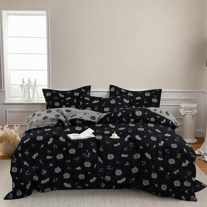 Ownkoti Halloween Pumpkin Bat Cotton 4-Piece Duvet Bedding Set - image 4