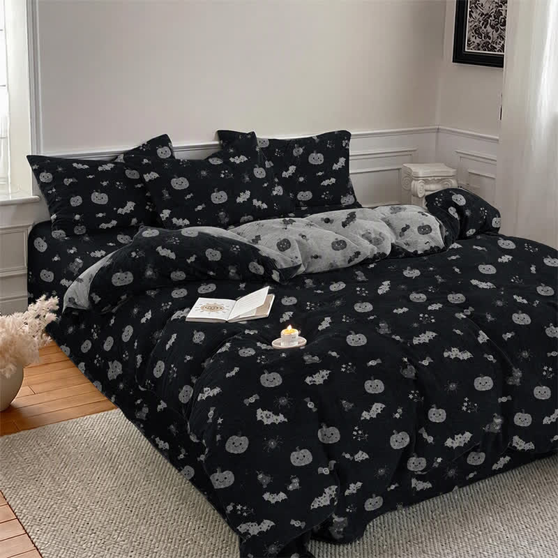 Ownkoti Halloween Pumpkin Bat Cotton 4-Piece Duvet Bedding Set - image 2