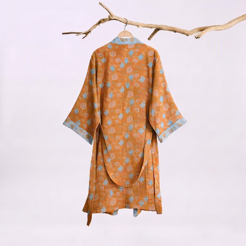 Ownkoti Multi‑Color Pumpkin Halloween Cotton Kimono Robe - image 1