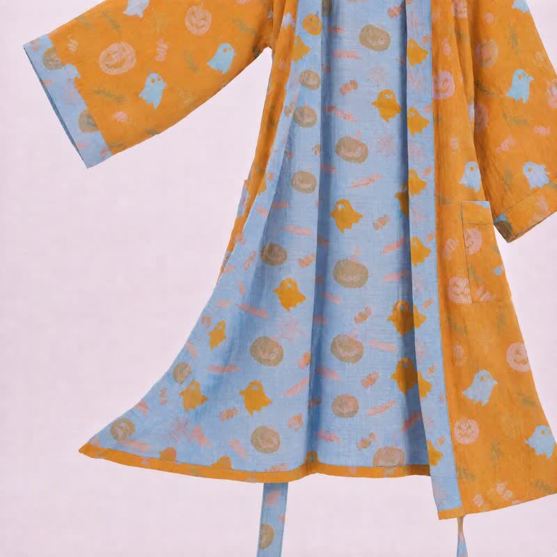 Ownkoti Multi‑Color Pumpkin Halloween Cotton Kimono Robe - image 3