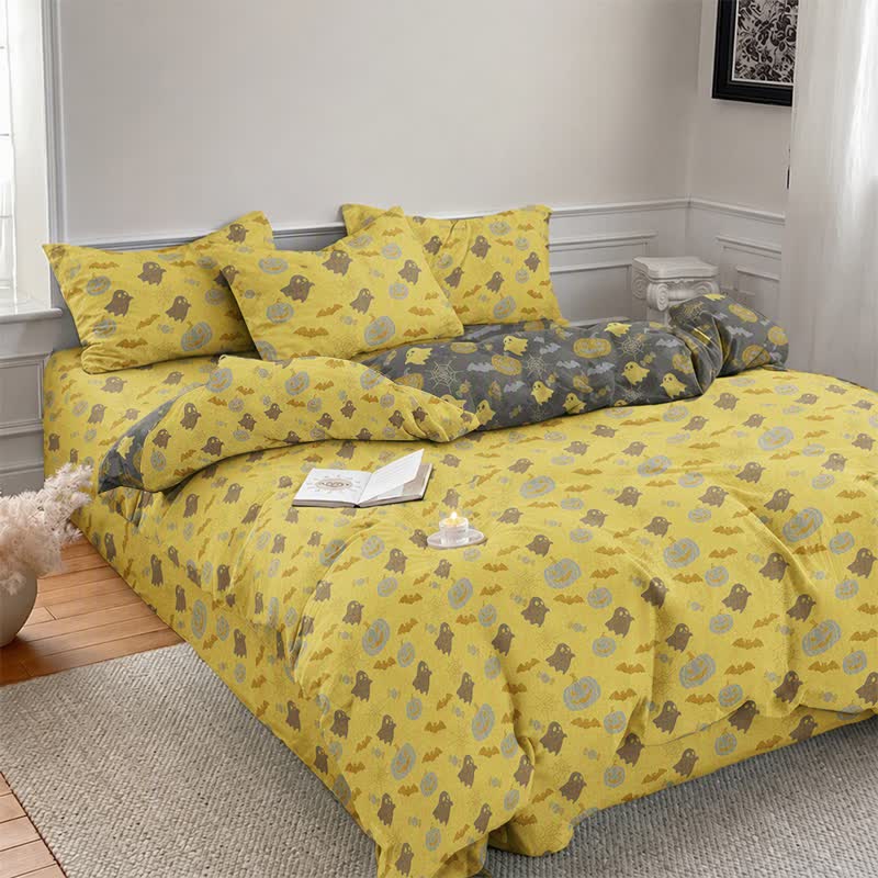 Ownkoti Multi‑Color Pumpkin Ghost Cotton 4-piece Duvet Bedding Set - image 2
