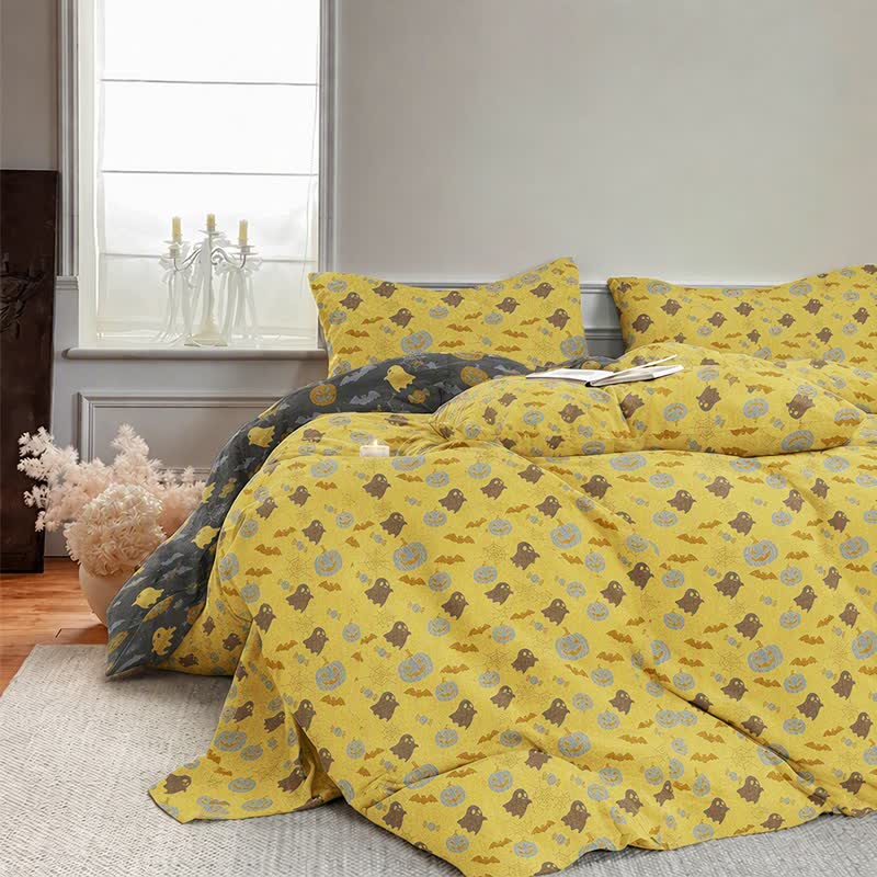 Ownkoti Multi‑Color Pumpkin Ghost Cotton 4-piece Duvet Bedding Set - image 3