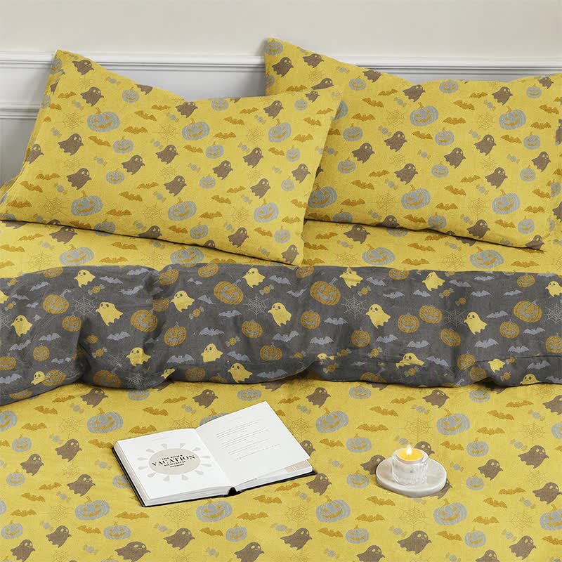Ownkoti Multi‑Color Pumpkin Ghost Cotton 4-piece Duvet Bedding Set - image 6
