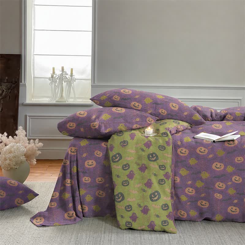 Ownkoti Multi‑Color Pumpkin Ghost Cotton 4-piece Duvet Bedding Set - image 19