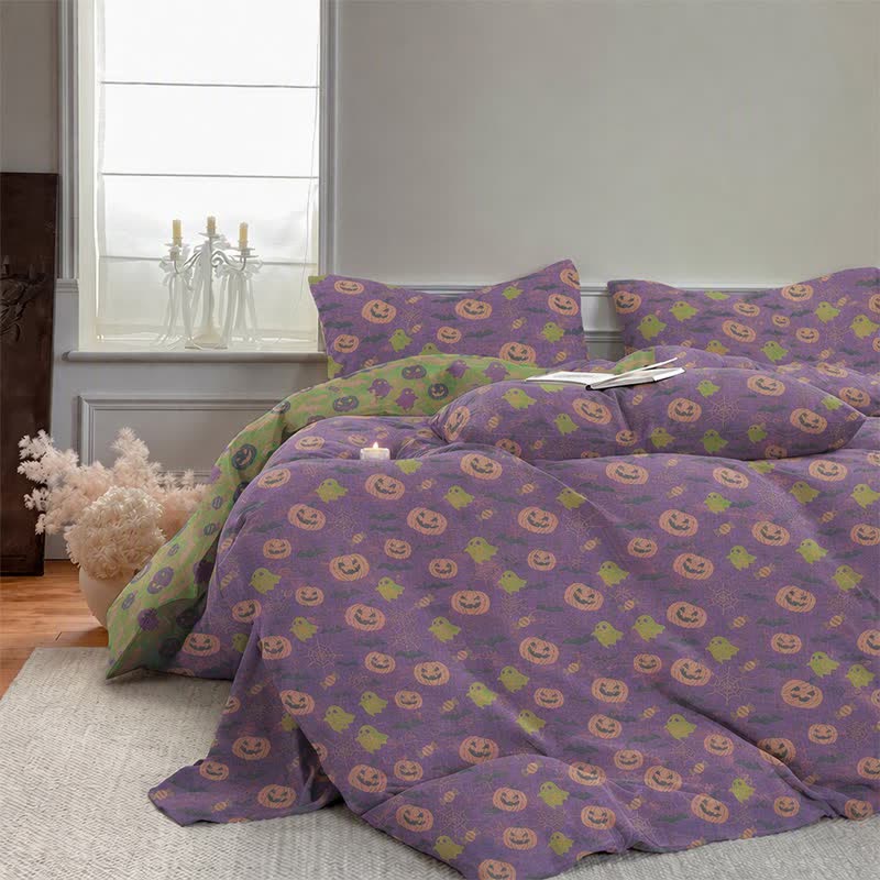 Ownkoti Multi‑Color Pumpkin Ghost Cotton 4-piece Duvet Bedding Set - image 17