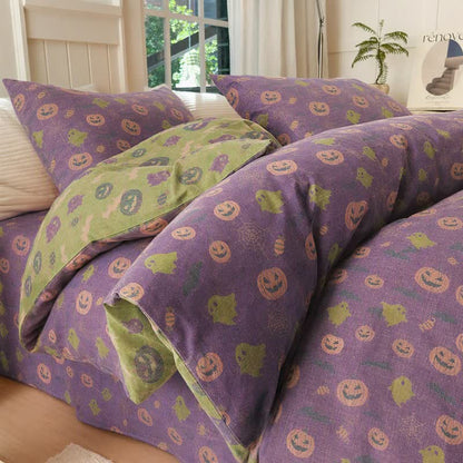 Ownkoti Multi‑Color Pumpkin Ghost Cotton Bedding Set - Deep Purple - Bedding Set(4PCS) - King - image 14
