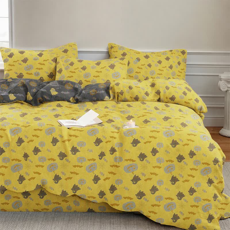 Ownkoti Multi‑Color Pumpkin Ghost Cotton Bedding Set - image 1