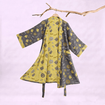 Ownkoti Multi‑Color Pumpkin Halloween Cotton Kimono Robe - Coffee & Yellow - XXL - image 15