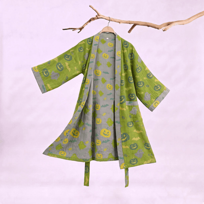 Ownkoti Multi‑Color Pumpkin Halloween Cotton Kimono Robe - Green & Yellow - XXL - image 20