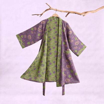 Ownkoti Multi‑Color Pumpkin Halloween Cotton Kimono Robe - Deep Purple - XXL - image 30