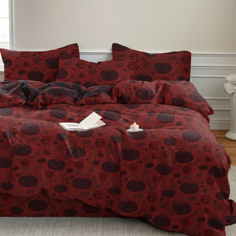 Ownkoti Halloween Pumpkin Monster Cotton Bedding Set - image 1