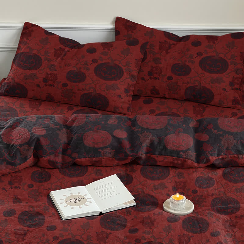 Ownkoti Halloween Pumpkin Monster Cotton 4-piece Duvet Bedding Set - image 8