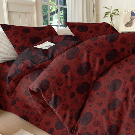 Ownkoti Halloween Pumpkin Monster Cotton 4-piece Duvet Bedding Set - Red - Bedding Set(4PCS) - King - image 0