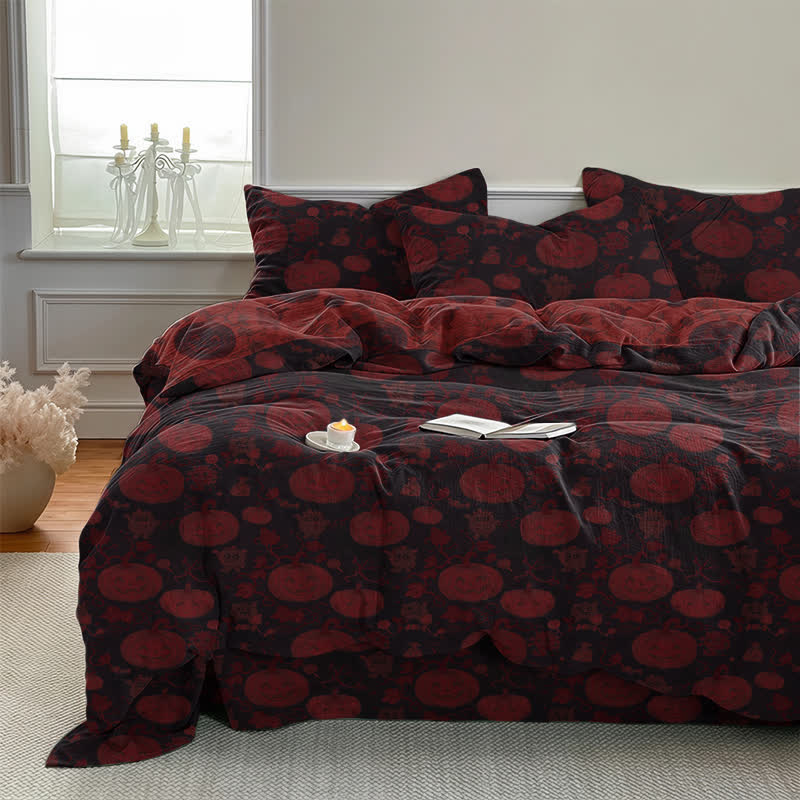 Ownkoti Halloween Pumpkin Monster Cotton 4-piece Duvet Bedding Set - image 11