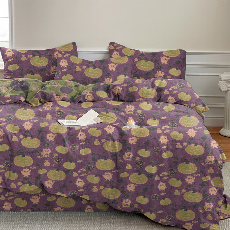 Ownkoti Halloween Pumpkin Monster Cotton 4-piece Duvet Bedding Set - image 19