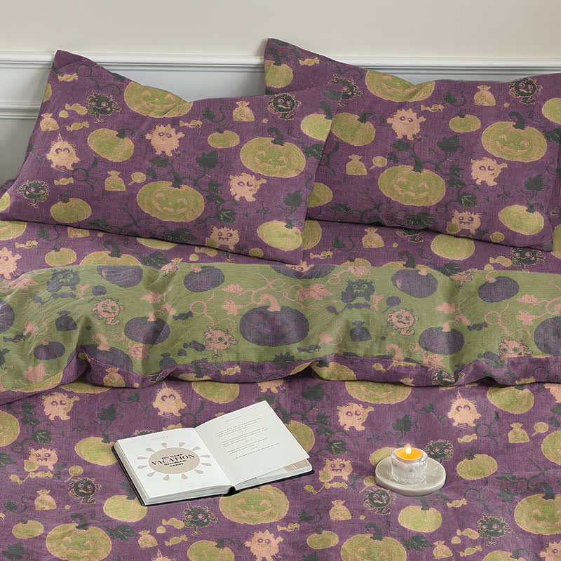 Ownkoti Halloween Pumpkin Monster Cotton 4-piece Duvet Bedding Set - image 26