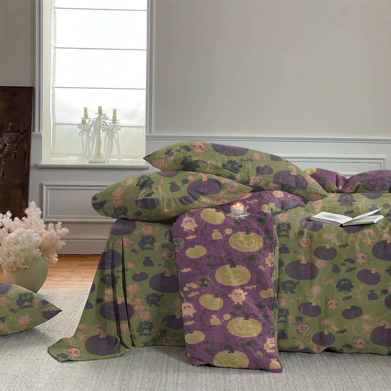 Ownkoti Halloween Pumpkin Monster Cotton 4-piece Duvet Bedding Set - image 33