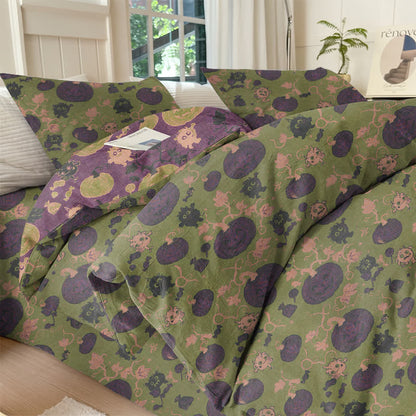 Ownkoti Halloween Pumpkin Monster Cotton Bedding Set - Green - Bedding Set(4PCS) - King - image 27