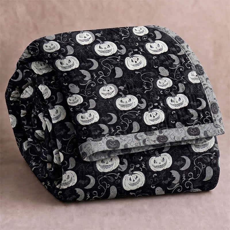 Ownkoti Halloween Pumpkin Ghost Reversible Cotton Blanket - Black - Blanket - 98" x 94" - image 0