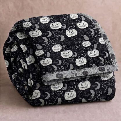 Ownkoti Halloween Pumpkin Ghost Reversible Cotton Blanket - Black - Blanket - 98" x 94" - image 0