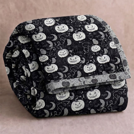 Ownkoti Halloween Pumpkin Ghost Reversible Cotton Blanket - Black - Blanket - 98" x 94" - image 0