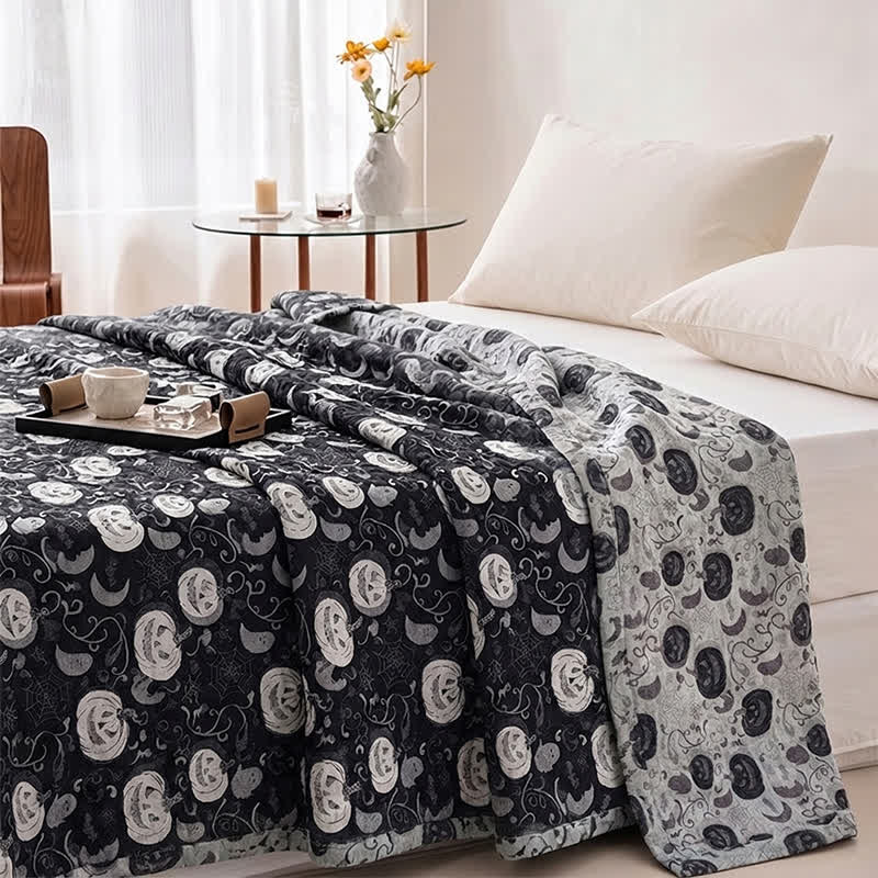 Ownkoti Halloween Pumpkin Ghost Reversible Cotton Blanket - image 2