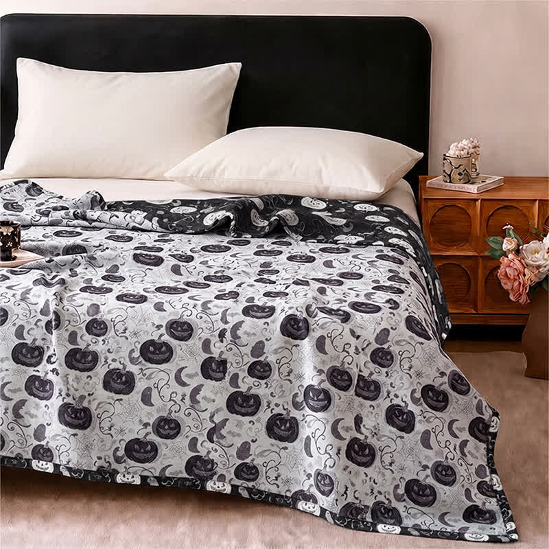 Ownkoti Halloween Pumpkin Ghost Reversible Cotton Blanket - image 8
