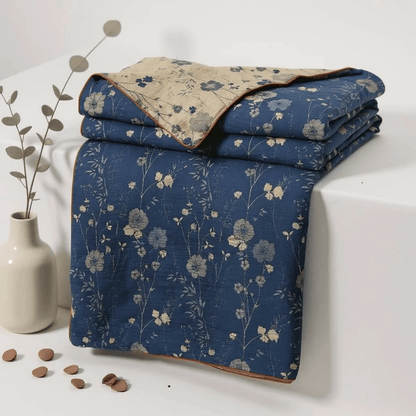 Ownkoti Reversible Blue Floral Cottage Quilt - image 3