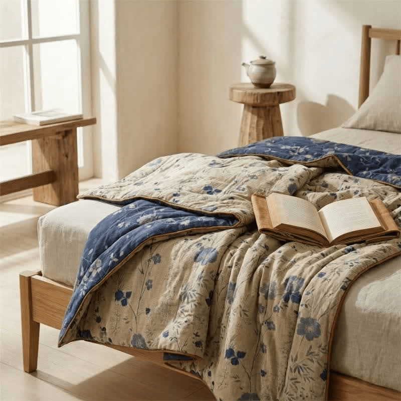 Ownkoti Reversible Blue Floral Cottage Quilt - image 5