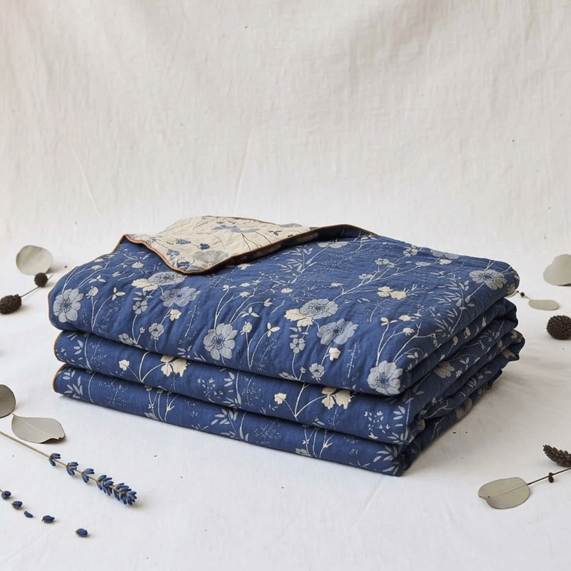 Ownkoti Reversible Blue Floral Cottage Quilt - image 1