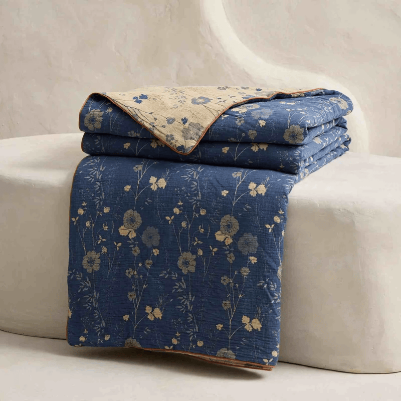 Ownkoti Reversible Blue Floral Cottage Quilt - image 2