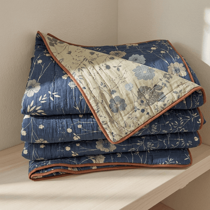 Ownkoti Reversible Blue Floral Cottage Quilt - Blue - King - Quilt - image 0