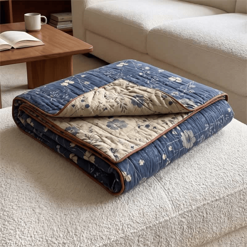 Ownkoti Reversible Blue Floral Cottage Quilt - image 4