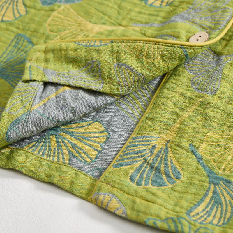 Ownkoti Nature‑Inspired Ginkgo Leaf Cotton Loungewear Set - image 5