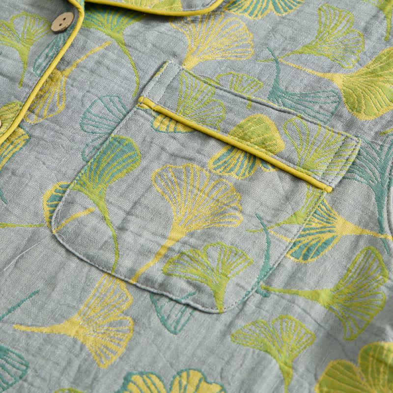 Ownkoti Nature‑Inspired Ginkgo Leaf Cotton Loungewear Set - image 11