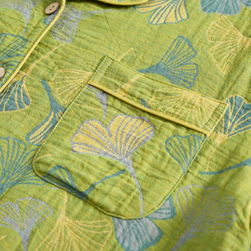 Ownkoti Nature‑Inspired Ginkgo Leaf Cotton Loungewear Set - image 4
