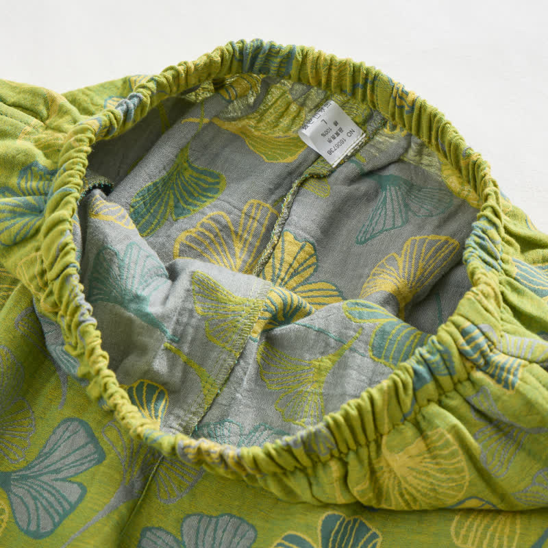 Ownkoti Nature‑Inspired Ginkgo Leaf Cotton Loungewear Set - image 8
