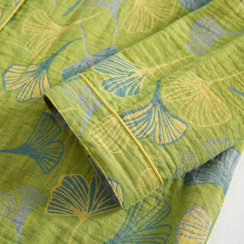 Ownkoti Nature‑Inspired Ginkgo Leaf Cotton Loungewear Set - image 6