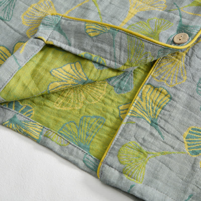 Ownkoti Nature‑Inspired Ginkgo Leaf Cotton Loungewear Set - image 12