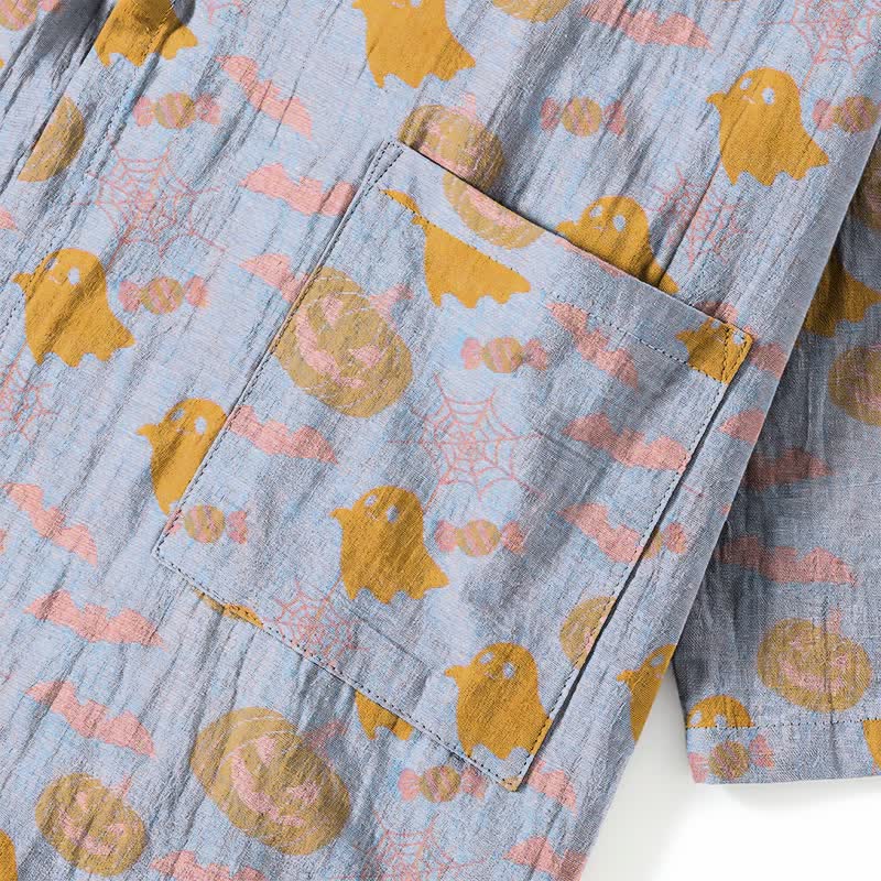 Ownkoti Halloween Ghost Pumpkin Cotton Kimono Pajama Set - image 14