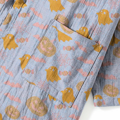 Ownkoti Halloween Ghost Pumpkin Cotton Kimono Pajama Set - image 14