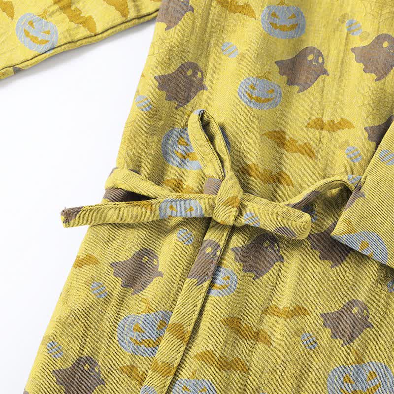 Ownkoti Halloween Ghost Pumpkin Cotton Kimono Pajama Set - image 23