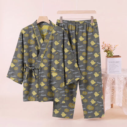 Ownkoti Halloween Ghost Pumpkin Cotton Kimono Pajama Set - image 26