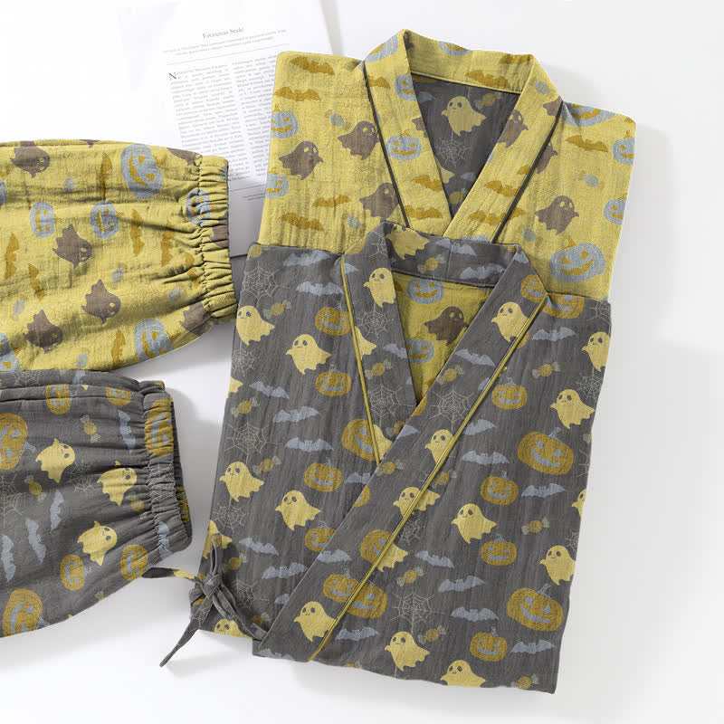 Ownkoti Halloween Ghost Pumpkin Cotton Kimono Pajama Set - image 29