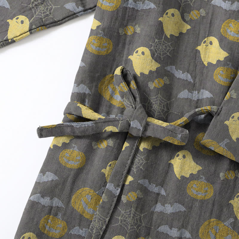 Ownkoti Halloween Ghost Pumpkin Cotton Kimono Pajama Set - image 31