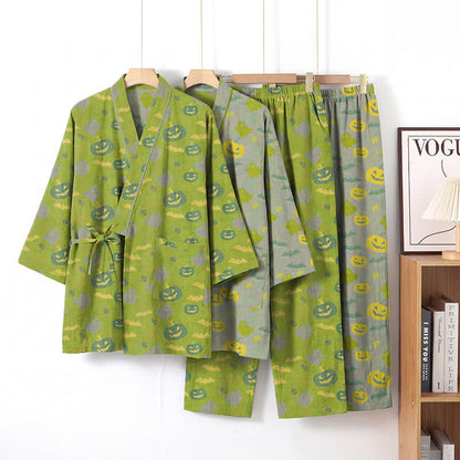Ownkoti Halloween Ghost Pumpkin Cotton Kimono Pajama Set - image 33