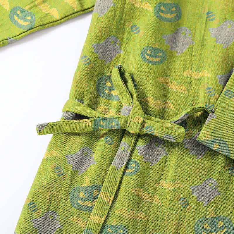 Ownkoti Halloween Ghost Pumpkin Cotton Kimono Pajama Set - image 39