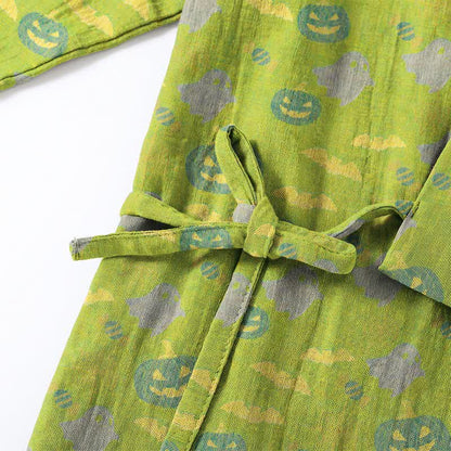 Ownkoti Halloween Ghost Pumpkin Cotton Kimono Pajama Set - image 39
