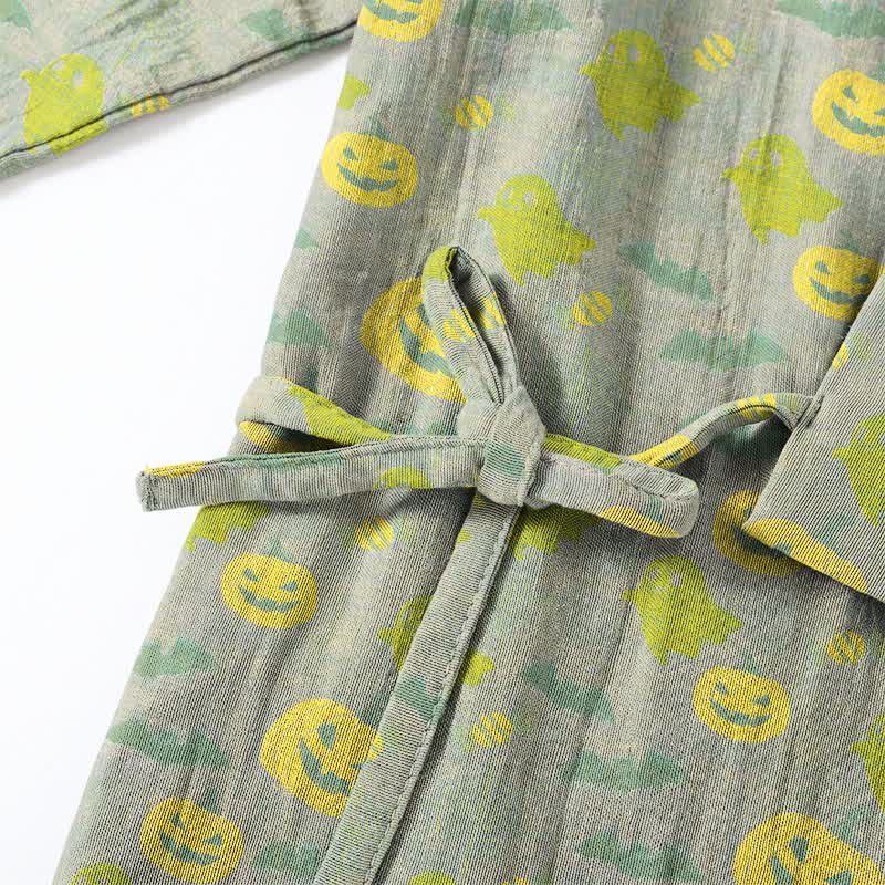 Ownkoti Halloween Ghost Pumpkin Cotton Kimono Pajama Set - image 47